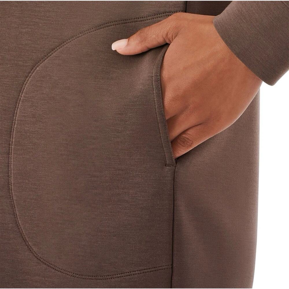 Members Mark Women's Pockets Long Sleeve Crewneck Luxe Dress Size Small Brown - Picture 4 of 10